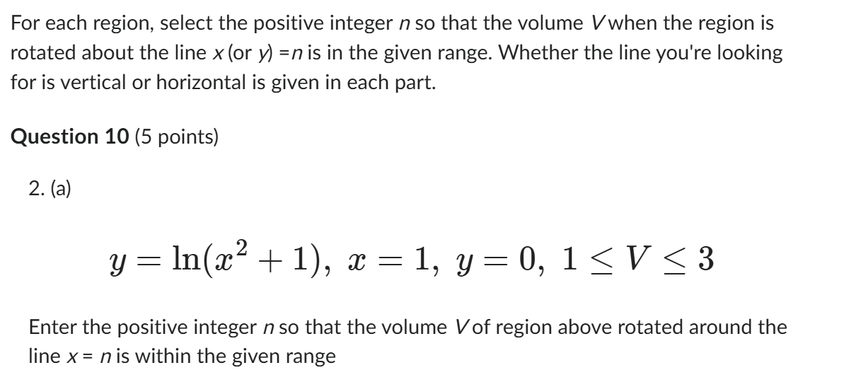 For each region, select the positive integer n s