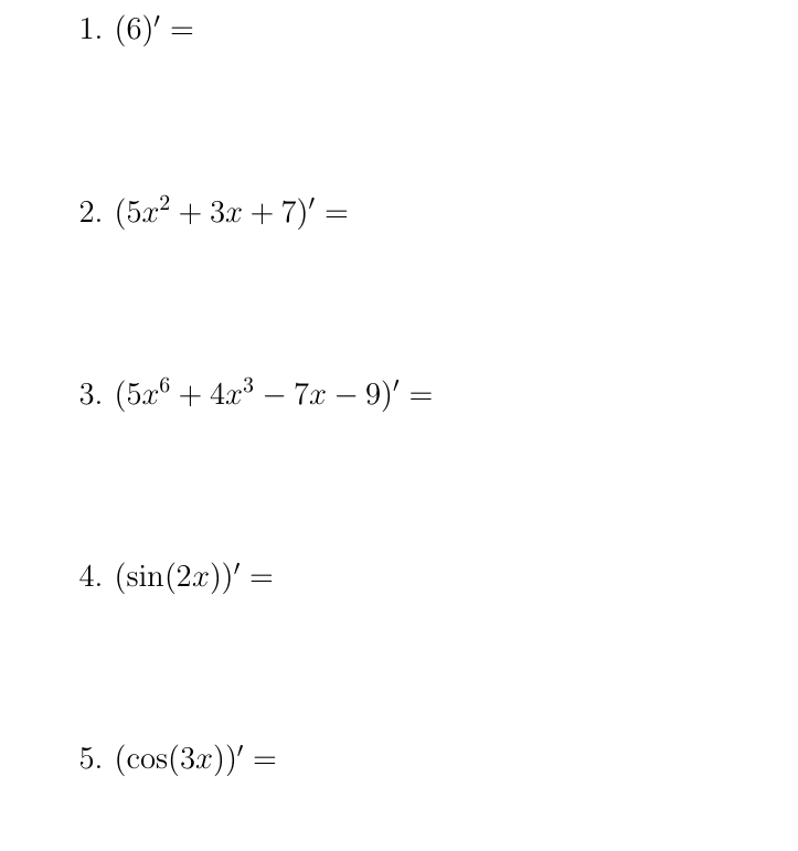 ( 6 ) ' = ( 5 x 2 + 3 x + 7 ) ' = ( 5 x 6 + 4 x 3