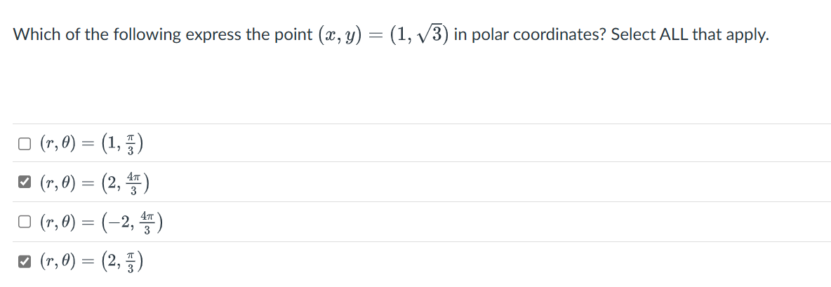 Which o f the following express the point ( x , y