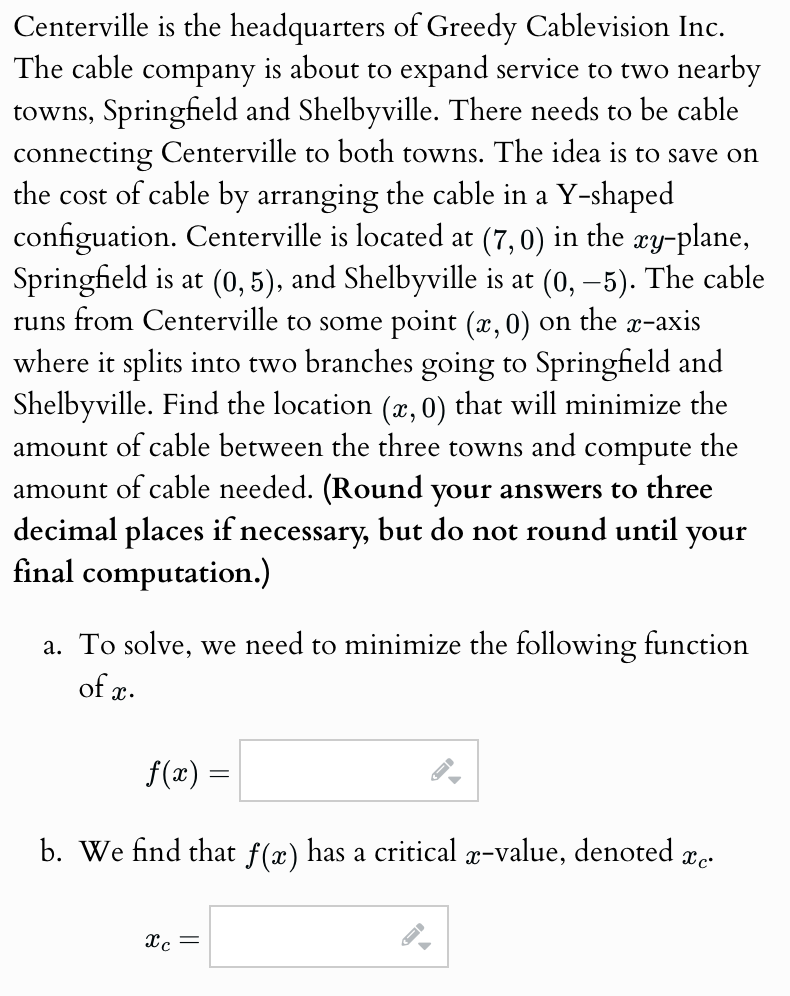 a . T o solve, w e need t o minimize the