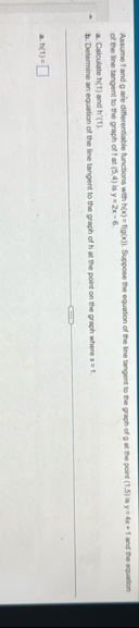 Assume 1 and g are differentiable functions with