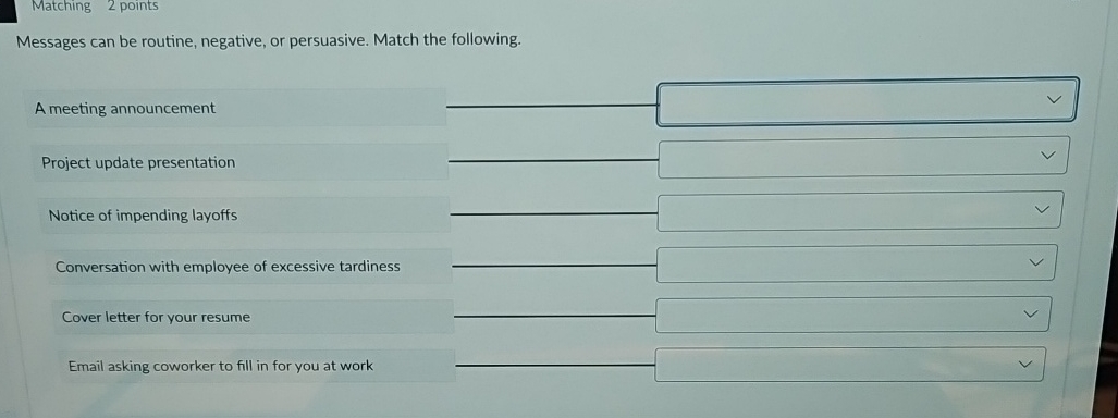 Matching 2 points Messages can be routine,