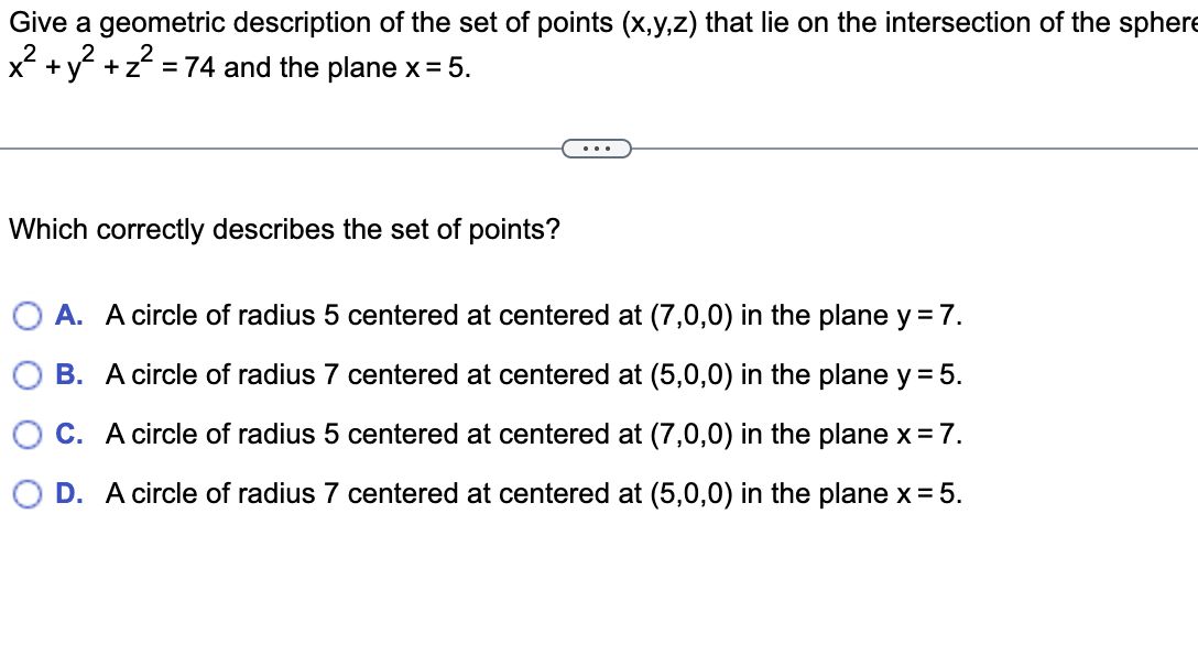Give a geometric description o f the set o f