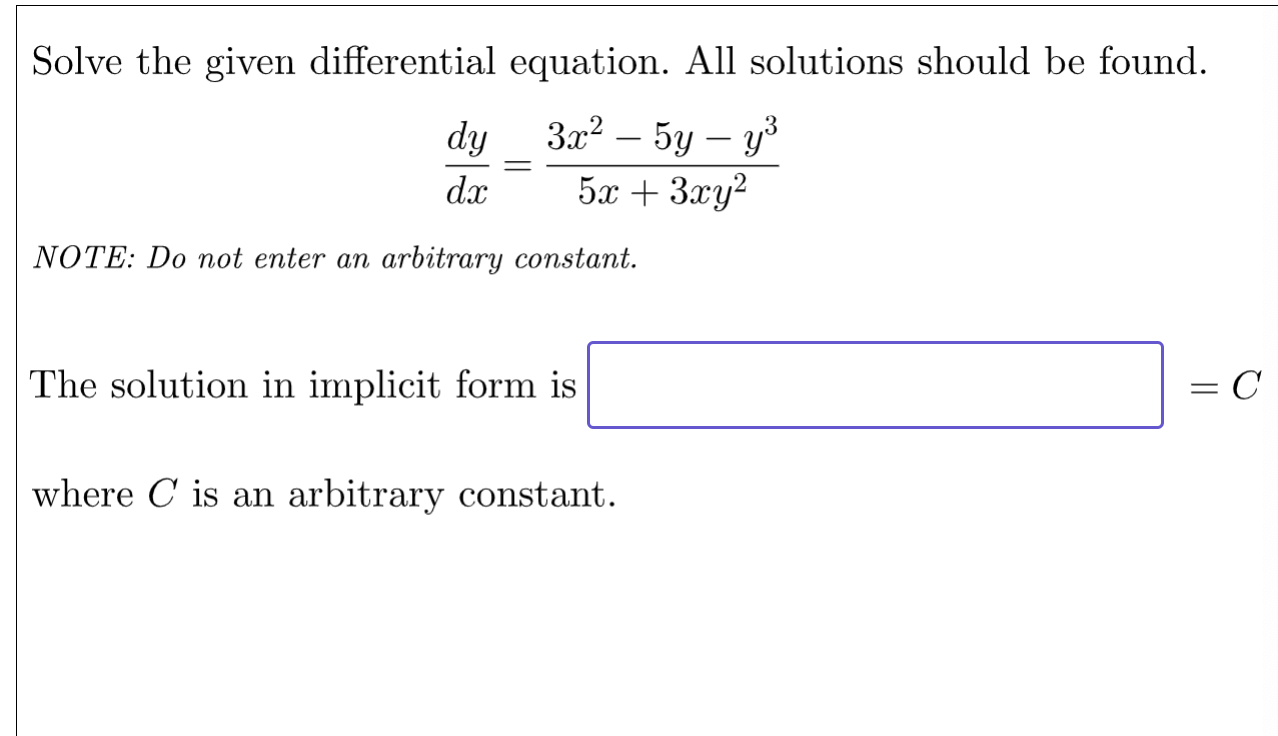 Solve the given differential equation. All