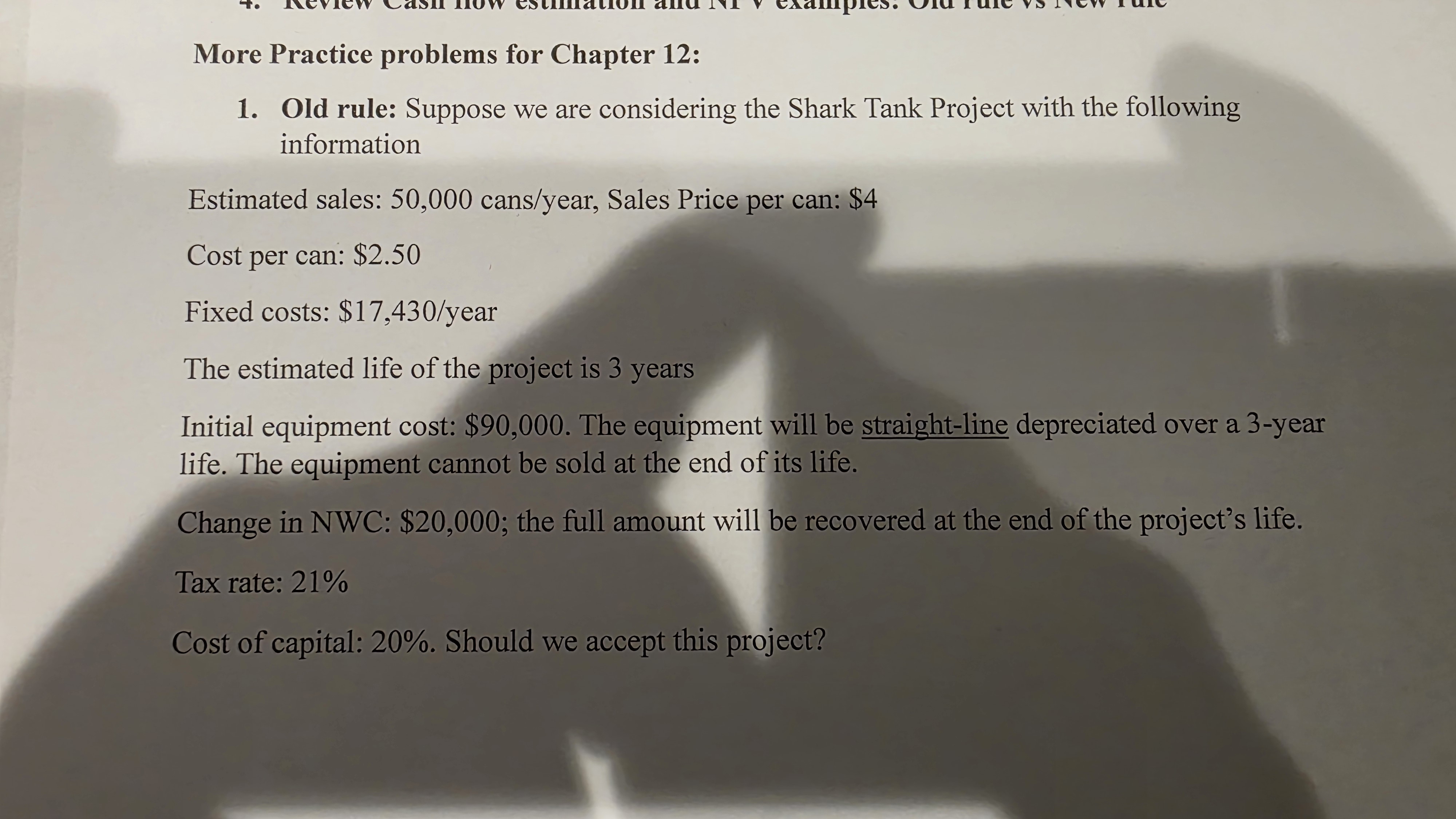 More Practice problems for Chapter 1 2 : 1 . Old