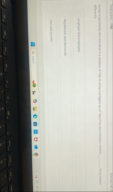 Total points: - - / 1 5 0 Attempts left: 1 Family