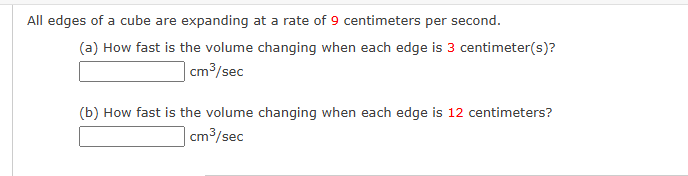All edges o f a cube are expanding a t a rate o f