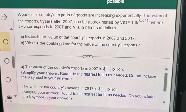 possible A particular country's exports of goods