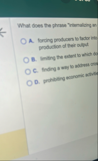 What does the phrase "internalizing an A .