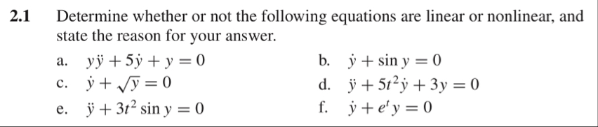 2 . 1 Determine whether or not the following