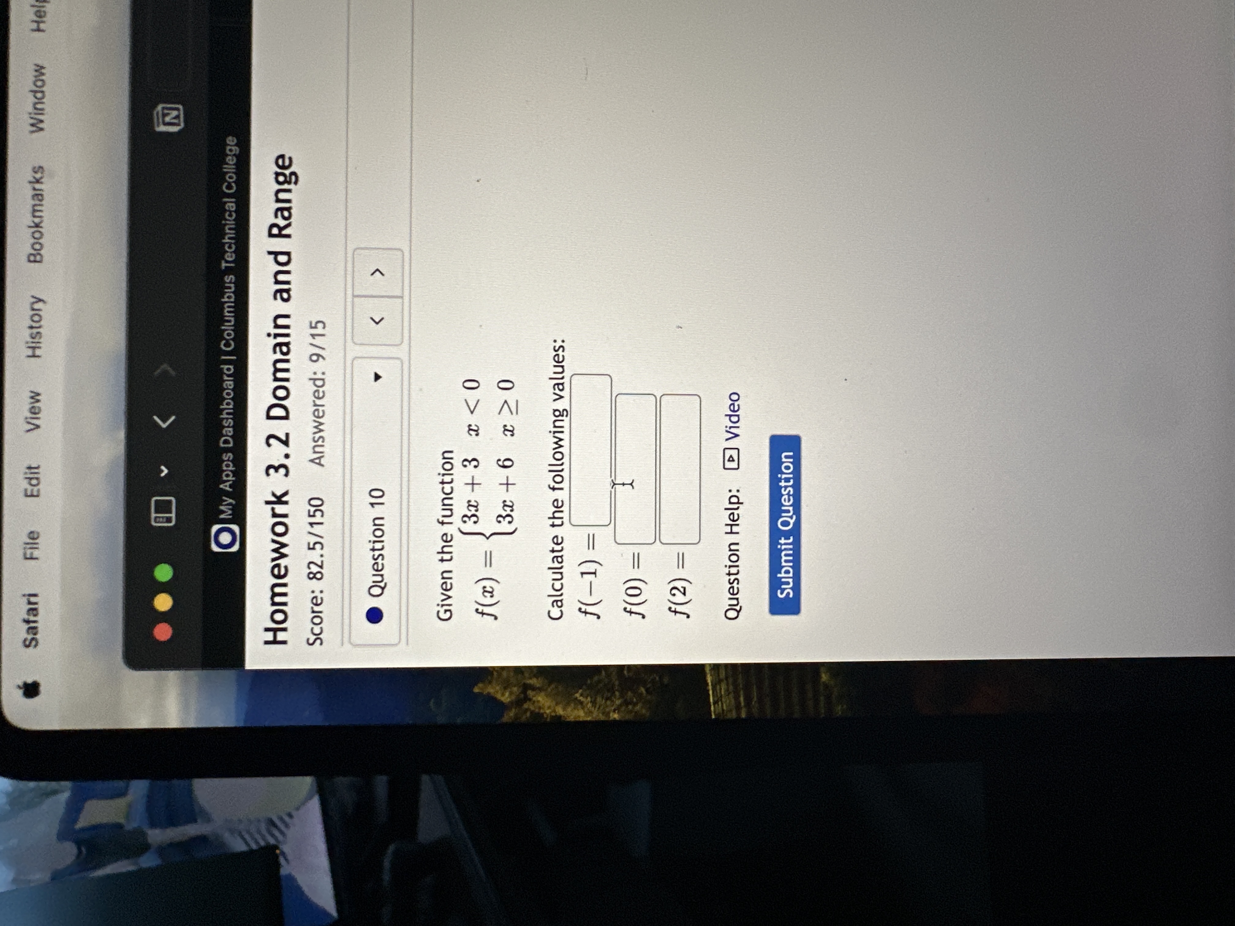 Given the function f ( x ) = { 3 x + 3 , x < 0 3