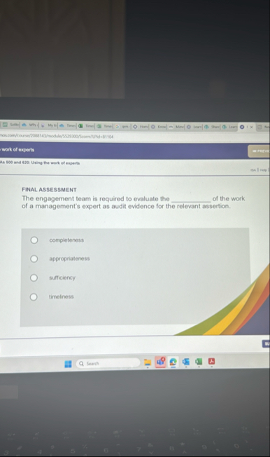 FINAL ASSESSMENT The engagement team is required