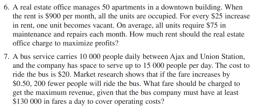6 . A real estate office manages 5 0 apartments