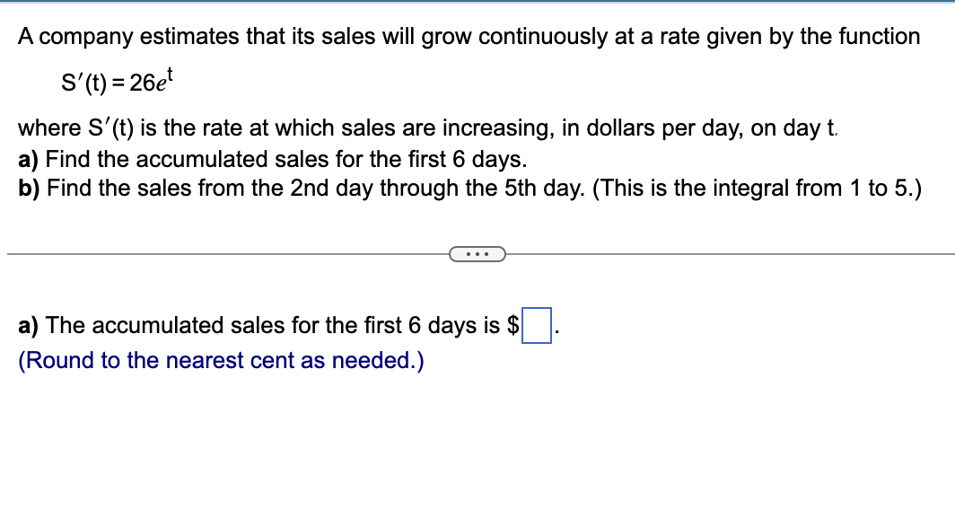 A company estimates that its sales will grow