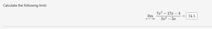 Calculate the following l i m i t : lim x - 7 x 2