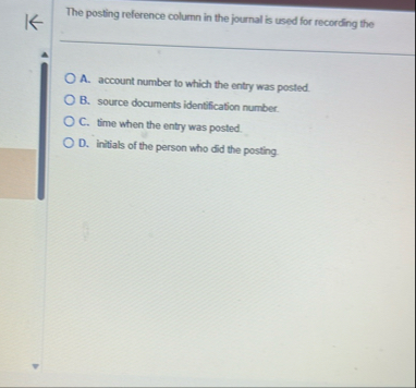The posting reference column in the journal is
