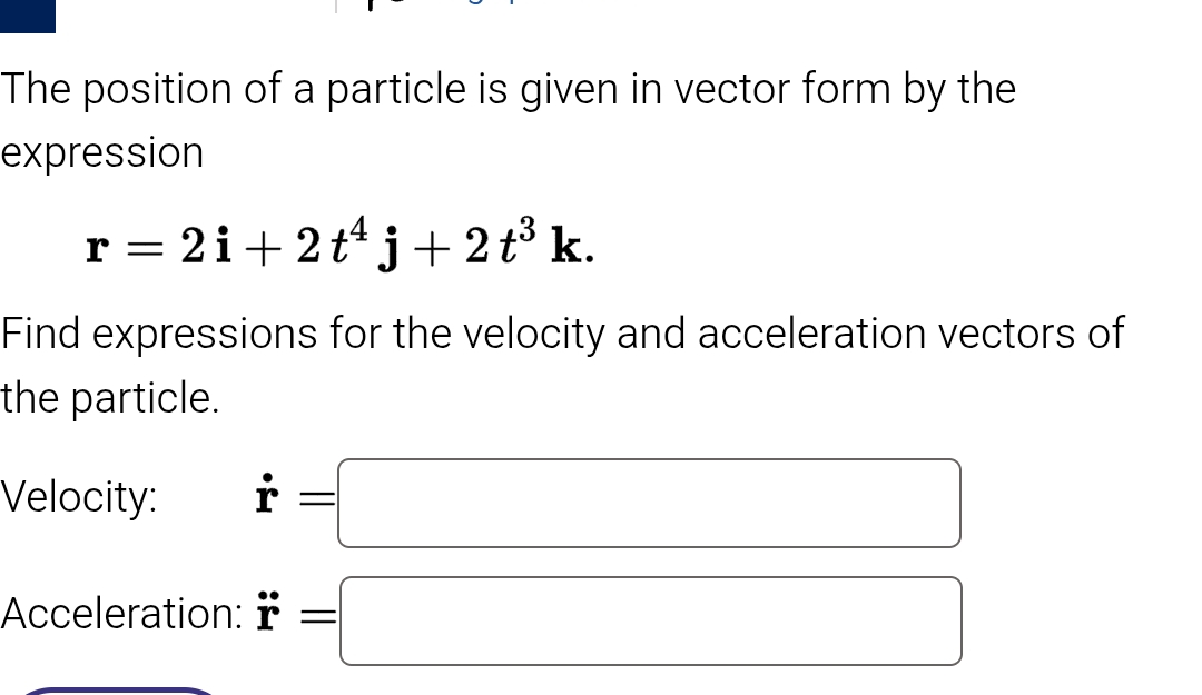 The position o f a particle i s given i n vector