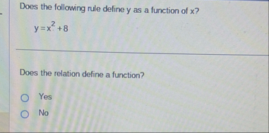 Does the following rule define y as a function of