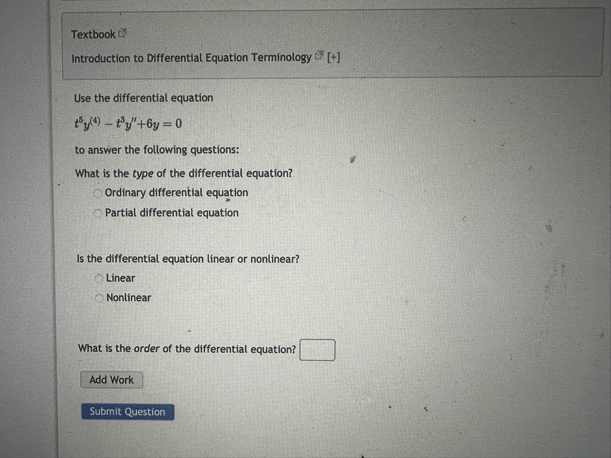Textbook Introduction to Differential Equation