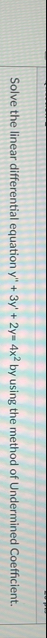 Solve the linear differential equation y ' ' 3 y
