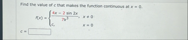 Find the value of c that makes the function