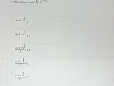 Find the indefinite integral z 2 4 z 3 2 d z , 2