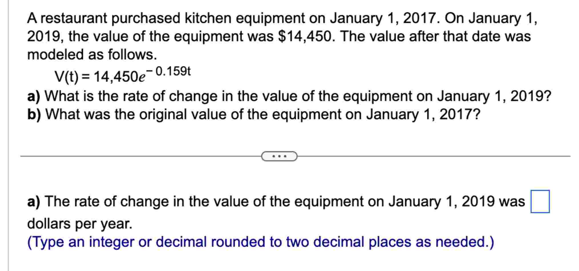 A restaurant purchased kitchen equipment on