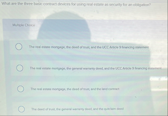 What are the three basic contract devices for