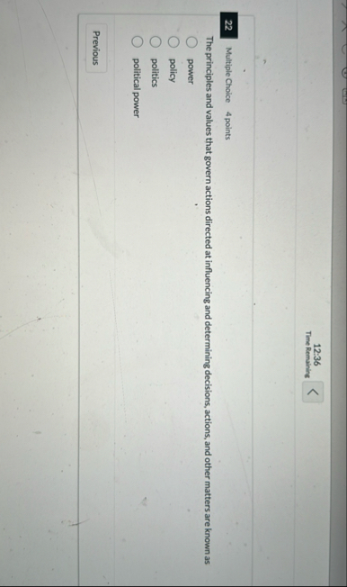 1 2 : 3 6 Time Remaining 2 2 Multiple Choice 4