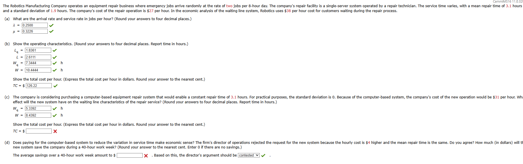 Please solve ( c ) T C = ? and ( d ) 4 0 hour