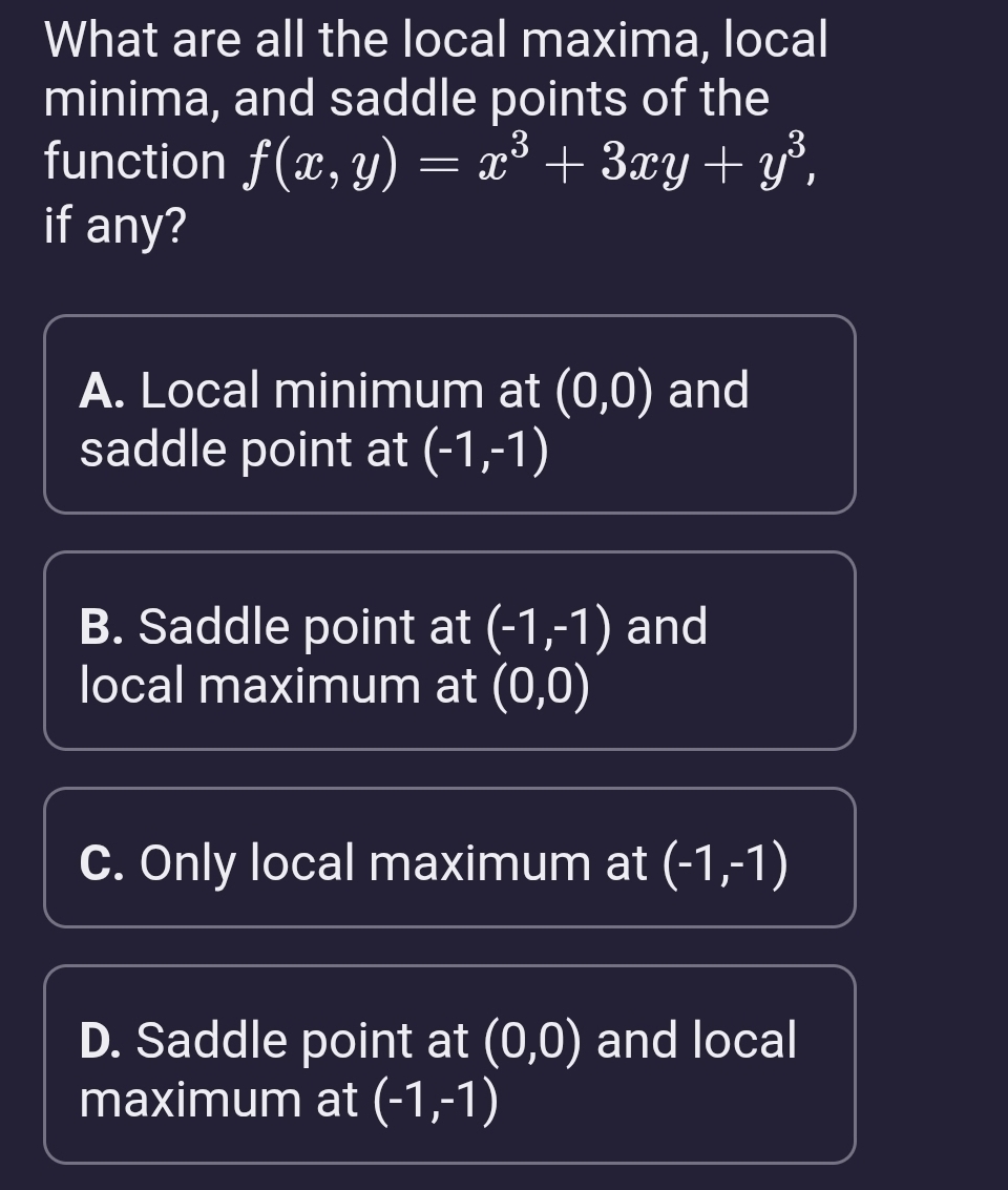 What are all the local maxima, local minima, and