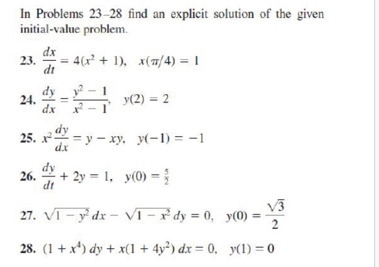 Find a n explicit solution o f the given initial