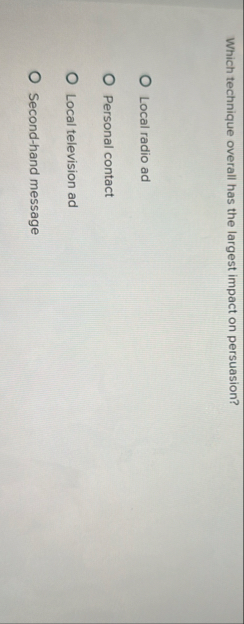 Which technique overall has the largest impact on