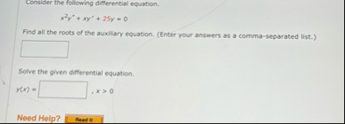 Consider the following differential equation. x 2