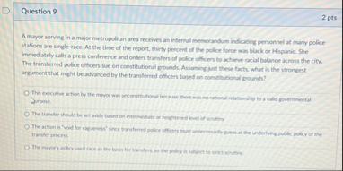 Question 9 2 pts A mayor serving in a major