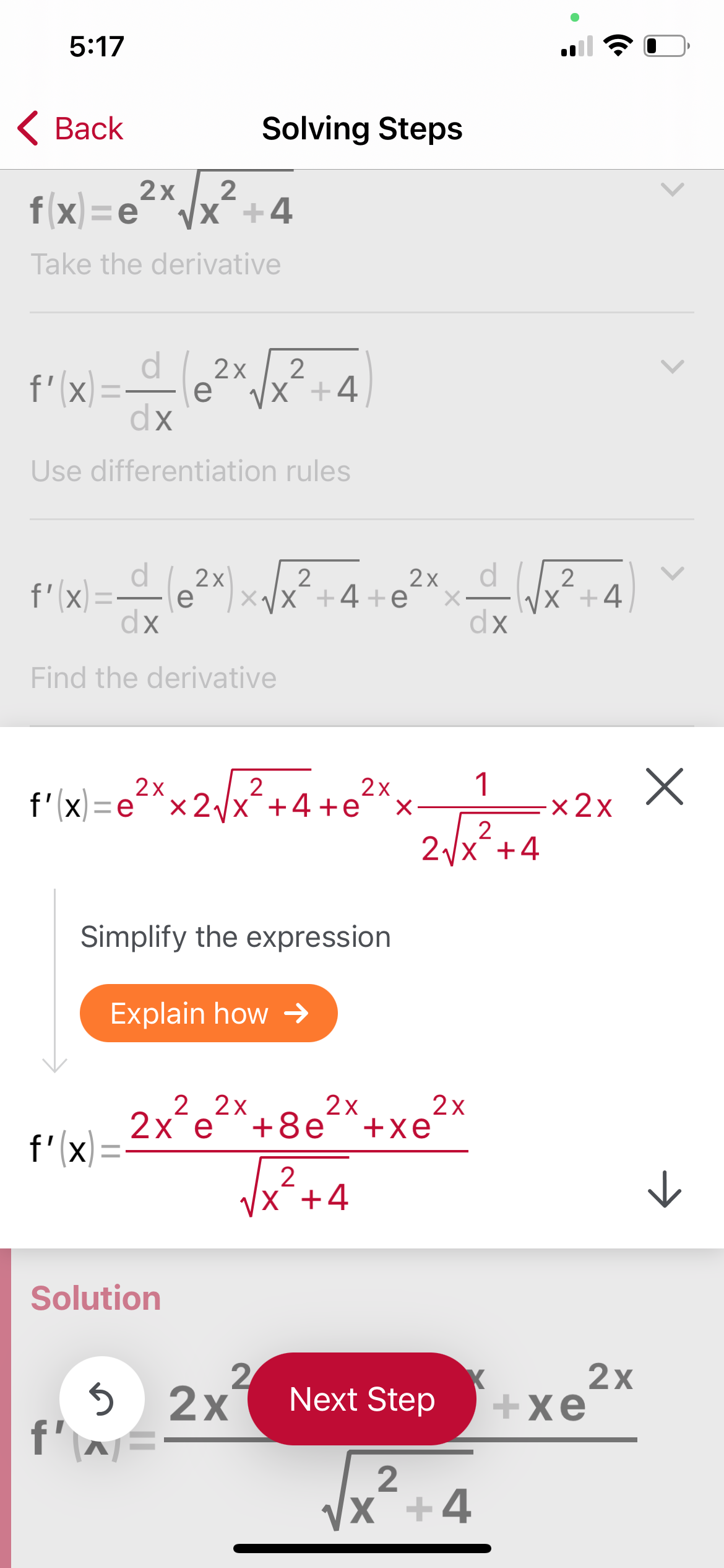 code class = "asciimath" > f ( x ) = e ^ ( 2 x )