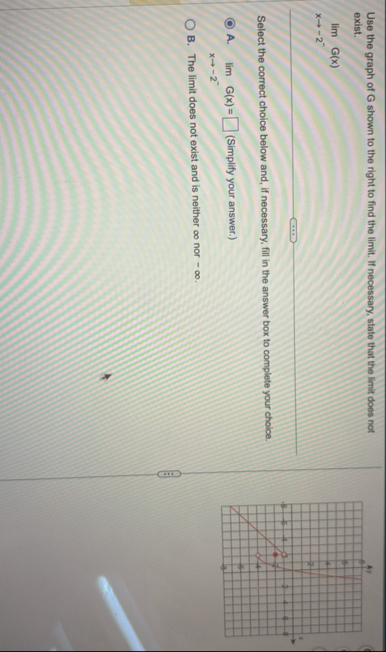 Use the graph of G shown to the right to find the