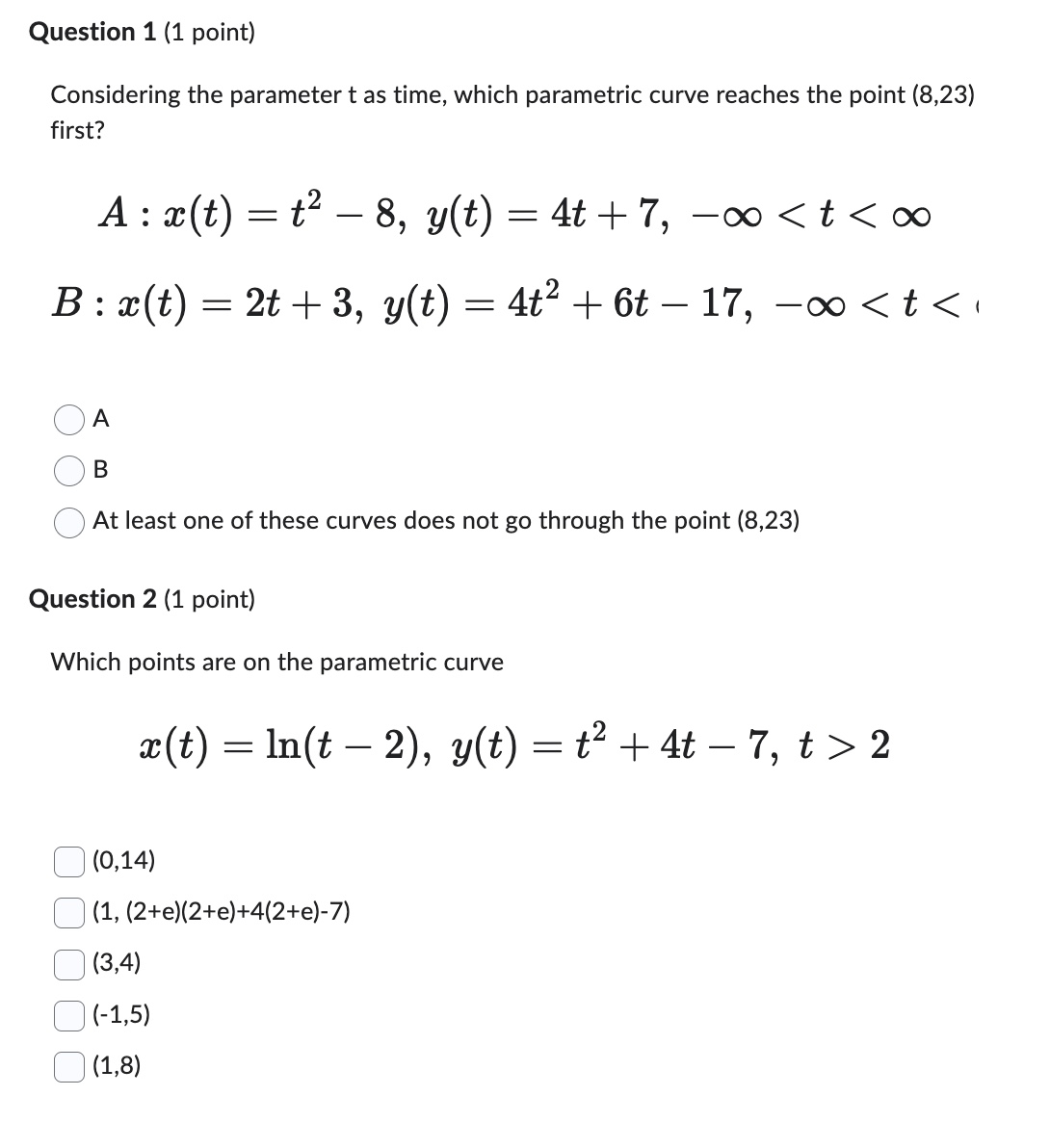 Answer both parts o n parametric equations: Which