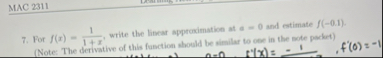 MAC 2 3 1 1 7 . For f ( x ) = 1 1 x , write the