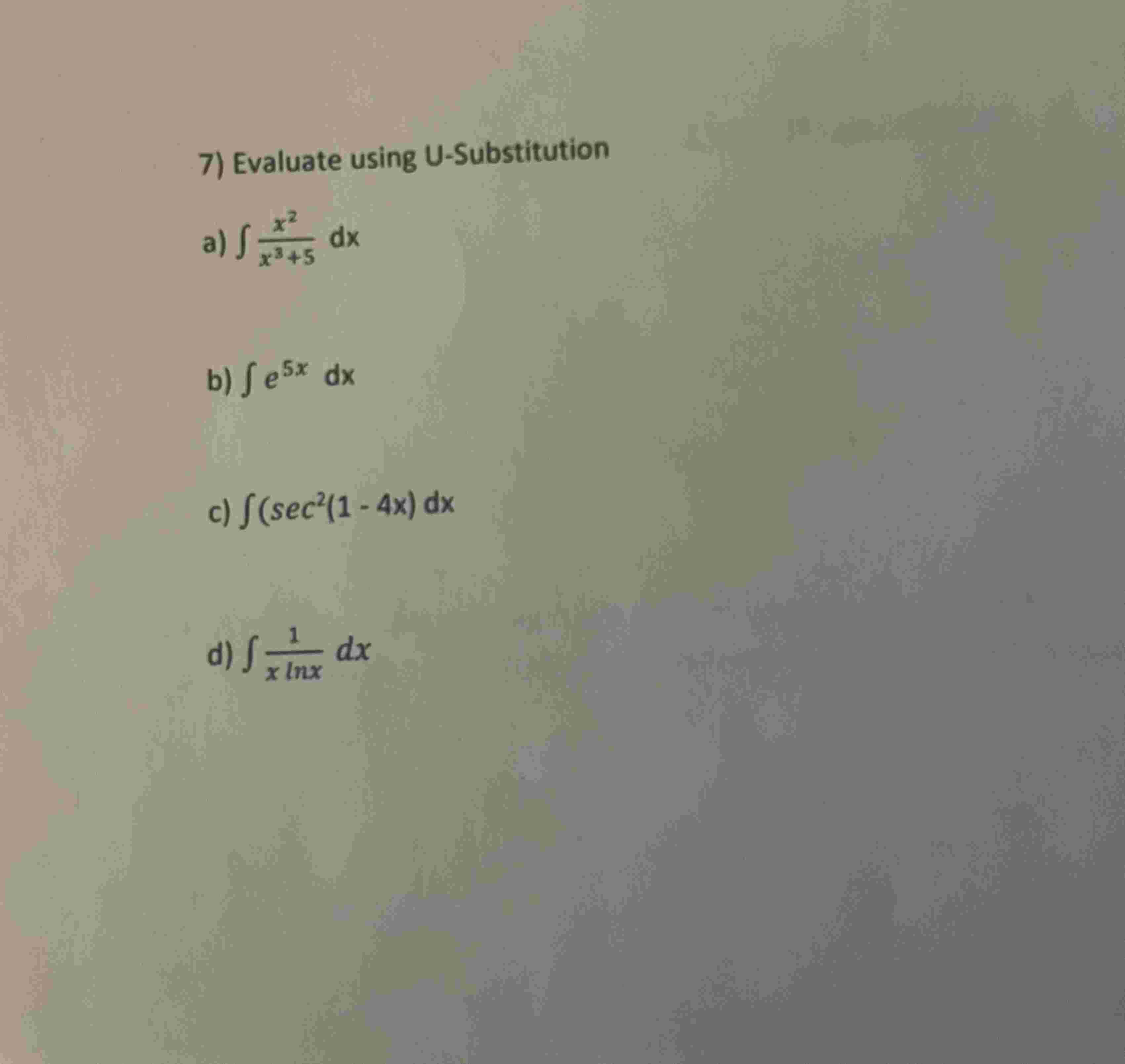 Evaluate using U - Substitution a x 2 x 3 + 5 d x