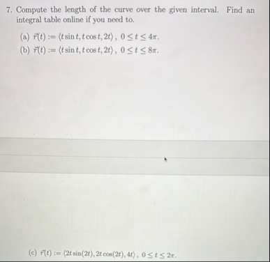 Compute the length of the curve over the given
