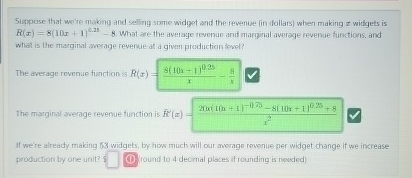 Suppose that we're making and selling some widget