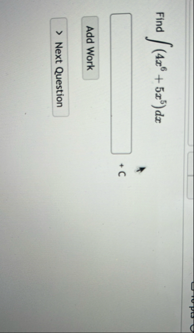 Find ( 4 x 6 5 x 5 ) d x C