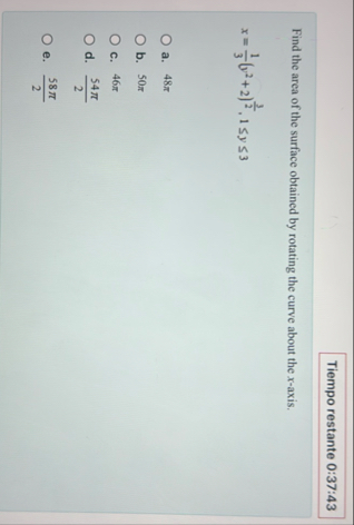 Find the area of the surface obtained by rotating