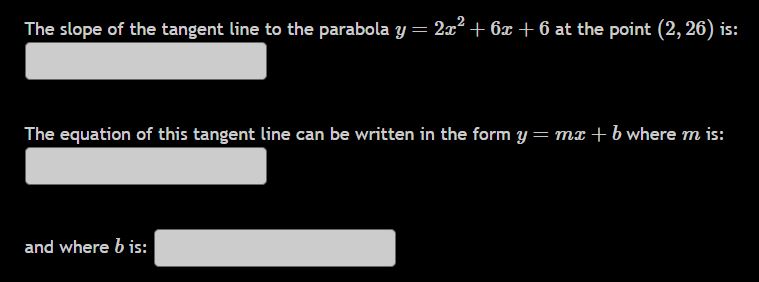 The slope o f the tangent line t o the parabola y
