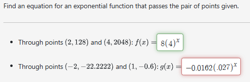 Find a n equation for a n exponential function