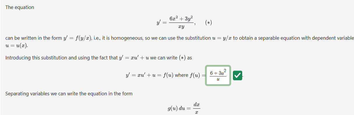 The equation y ' = 6 x 2 + 3 y 2 x y can b e