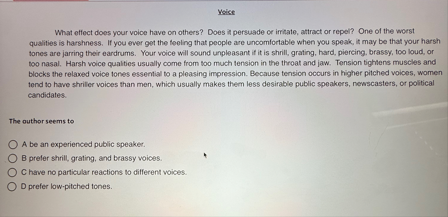 Voice What effect does your voice have on others?