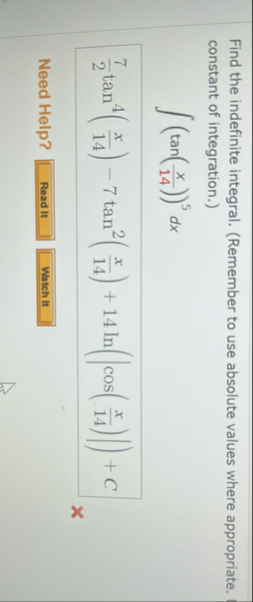 Find the indefinite integral. ( Remember to use