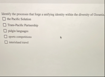 Identify the processes that forge a unifying